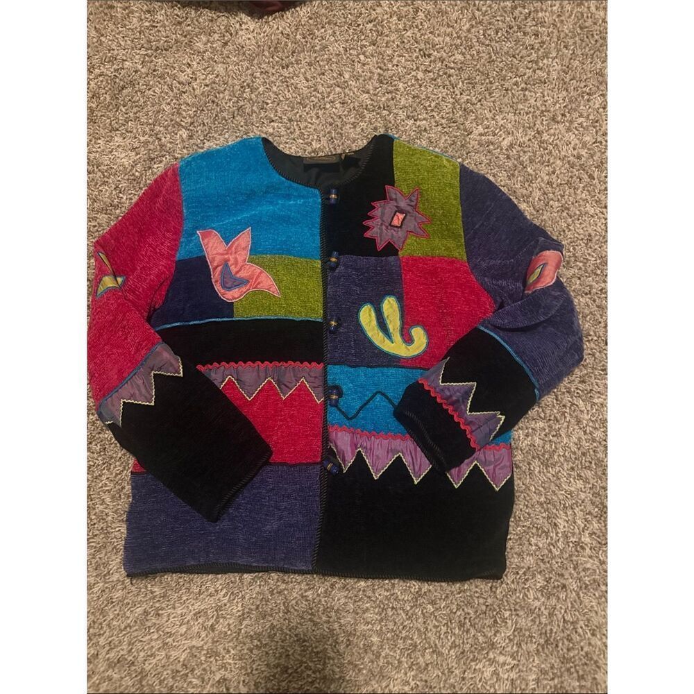 Allure Multicolor Patchwork Floral Velvet Jacket - Picture 9 of 12